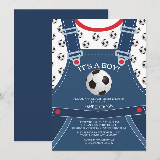 Invitación de Baby Shower de SOCCER Ball de corte  (Anverso / Reverso)