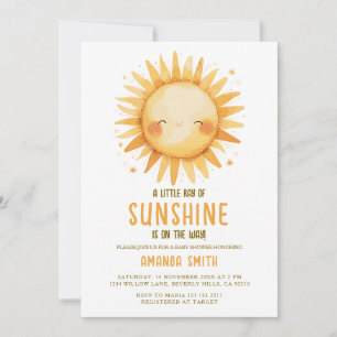 Invitación de baby shower de sol neutra en cuanto 