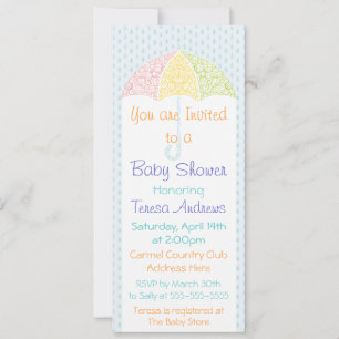 Invitación de Baby Shower de Sombrilla de Encaje