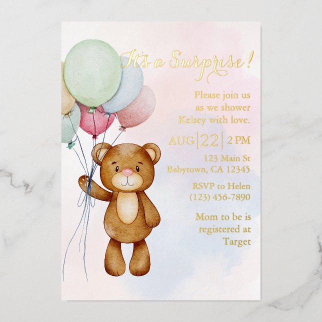 Invitación de Baby Shower de sorpresa (Anverso)