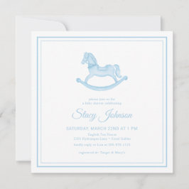 Invitación de Baby Shower de Square Blue Rocking H