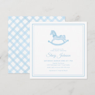 Invitación de Baby Shower de Square Blue Rocking H