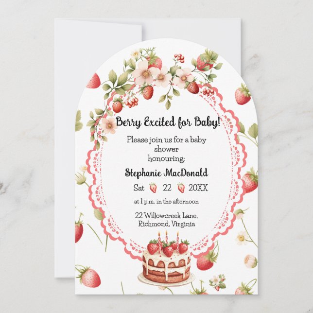 Invitación de Baby Shower de Strawberry Shortcake (Anverso)