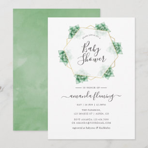 Invitación de Baby Shower de Suculentas Geométrica
