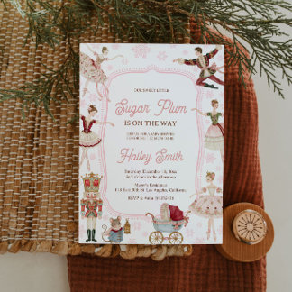 Invitación de Baby Shower de Sugar Plum para Niña