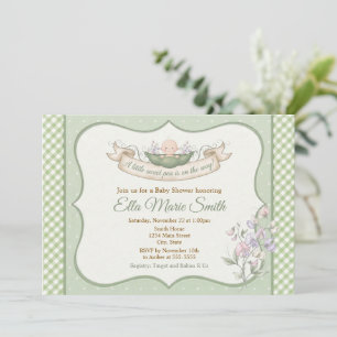Invitación de baby shower de Sweet Pea neutral en