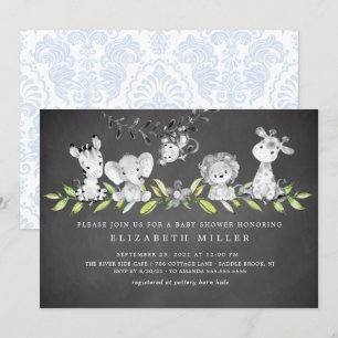 Invitación de Baby Shower de Sweet Safari Animals