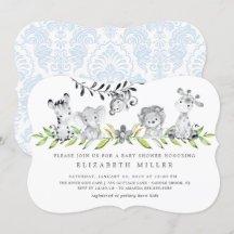 Invitación de Baby Shower de Sweet Safari Animals