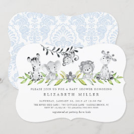 Invitación de Baby Shower de Sweet Safari Animals 