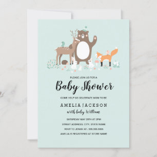 Invitación de Baby Shower de Sweet Woodland Mint