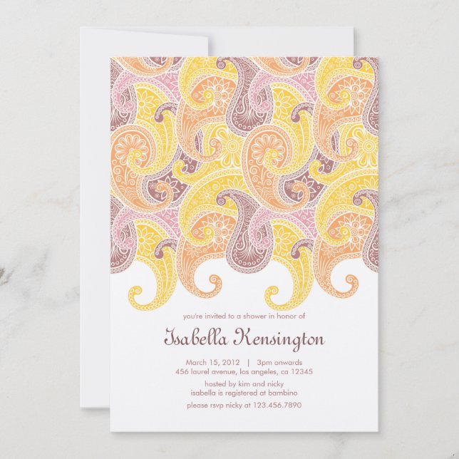 Invitación de Baby Shower de Swirls Soft (Anverso)