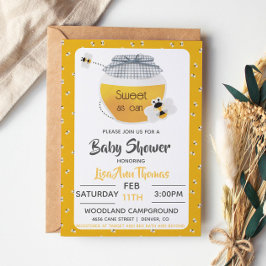 Invitación de Baby Shower de Tarro de Miel y Abeja