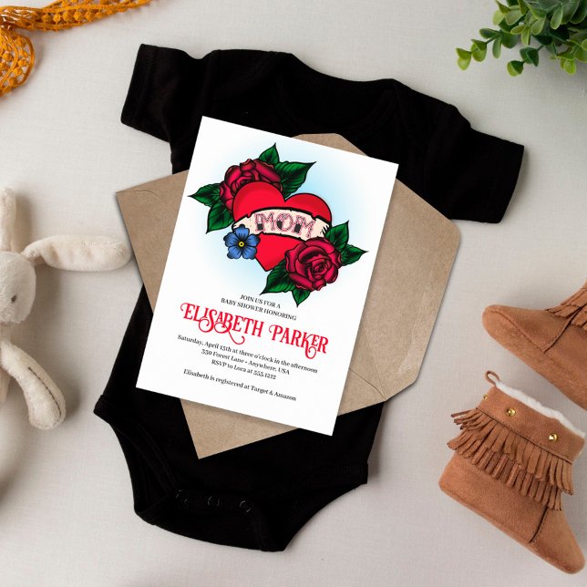 Invitación de Baby Shower de Tattoo de mamá vieja (Subido por el creador)