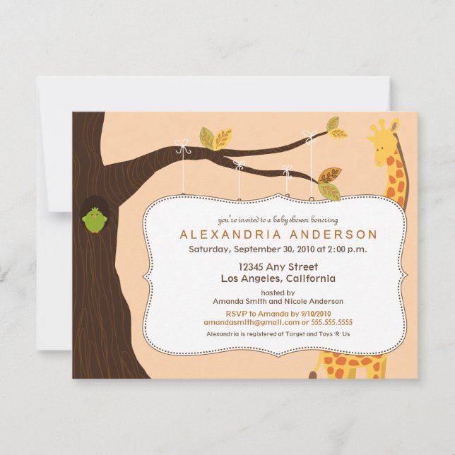 Invitación de Baby Shower de {TBA} árbol bebé ador (Anverso)