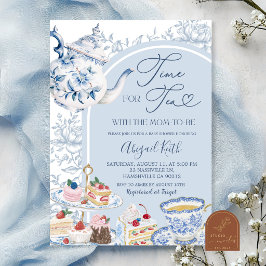 invitación de baby shower de té de porcelana azul