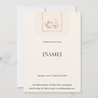 Invitación de baby shower de té, editable