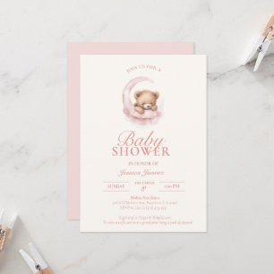 Invitación de Baby Shower de Teddy Bear Sleepy Ros