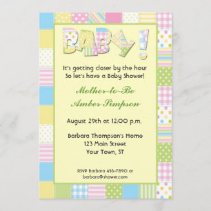 Invitación de Baby Shower de tejido de mosaico