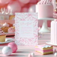 Invitación de Baby Shower de tela rosa y arcos