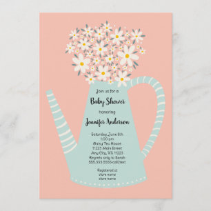 Invitación de baby shower de tetera de margaritas