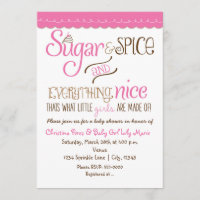 Invitación de Baby Shower de tipografía Sugar & Sp