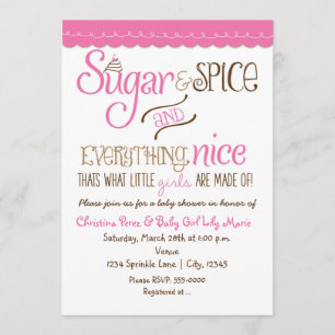 Invitación de Baby Shower de tipografía Sugar & Sp