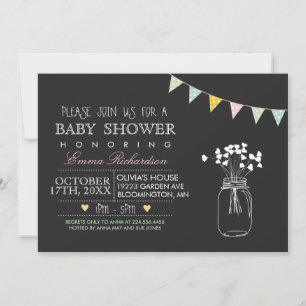 invitación de baby shower de tiza amarilla moderna