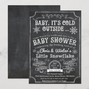 Invitación de baby shower de tiza Baby It's Cold O