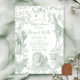 Invitación de baby shower de toile safari verde sa