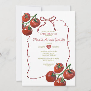 Invitación de Baby Shower de tomate de mano
