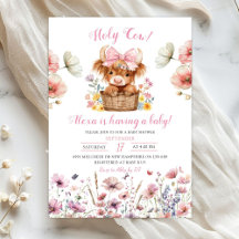 Invitación de Baby Shower de Toro Novilla Floral R