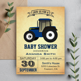 Invitación de Baby Shower de Tractor de Granja Azu