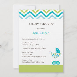 Invitación de Baby Shower de transporte de chevron