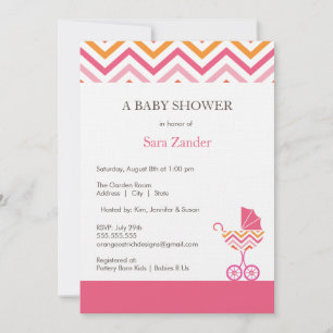 Invitación de Baby Shower de transporte de chevron