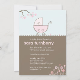 Invitación de Baby Shower de transporte - Rosa