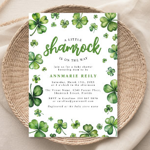 Invitación de baby shower de trébol de acuarela