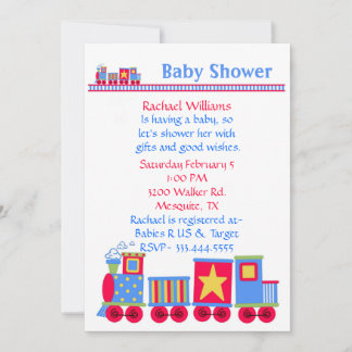 Invitación de Baby Shower de Tren de Juguete