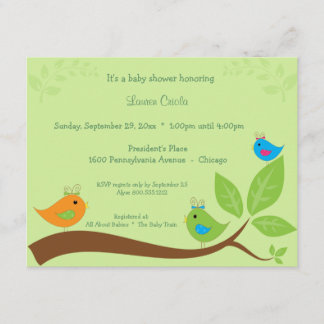 Invitación de Baby Shower de tres pequeña pájaros