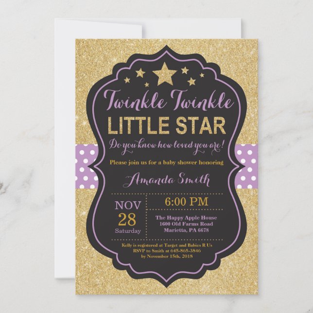 Invitación de Baby Shower de Twinkle Twinkle Littl (Anverso)