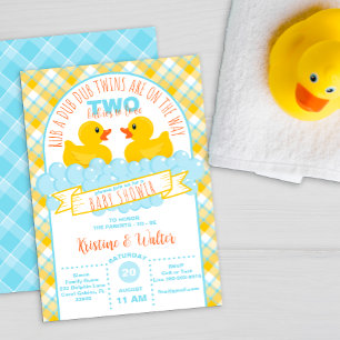 Invitación de Baby Shower de Twins Rubber Duck - G