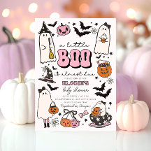 Invitación de Baby Shower de un pequeño Boo Rosa H