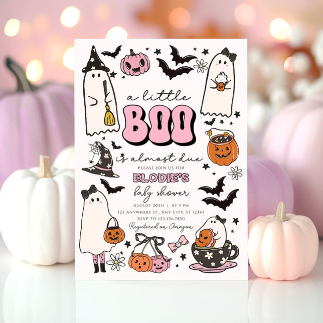 Invitación de Baby Shower de un pequeño Boo Rosa H (Subido por el creador)