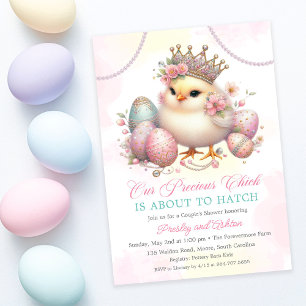 Invitación de Baby Shower de un pollito bebé polli