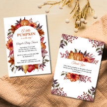 Invitación de Baby Shower de una pequeña calabaza