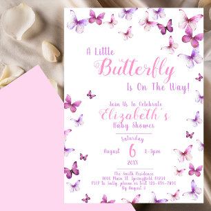Invitación de Baby Shower de una pequeña mariposa