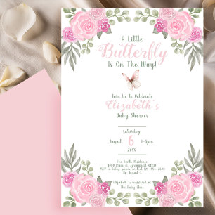 Invitación de Baby Shower de una pequeña mariposa