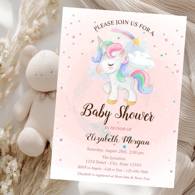 Invitación de Baby Shower de Unicornio Lindo, Arco (Subido por el creador)