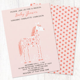 Invitación de Baby Shower de Unicornio Mágico Rosa