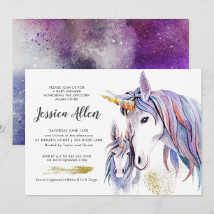 Invitación de Baby Shower de Unicornio Pequeño