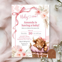 Invitación de Baby Shower de Vaca de las Tierras A